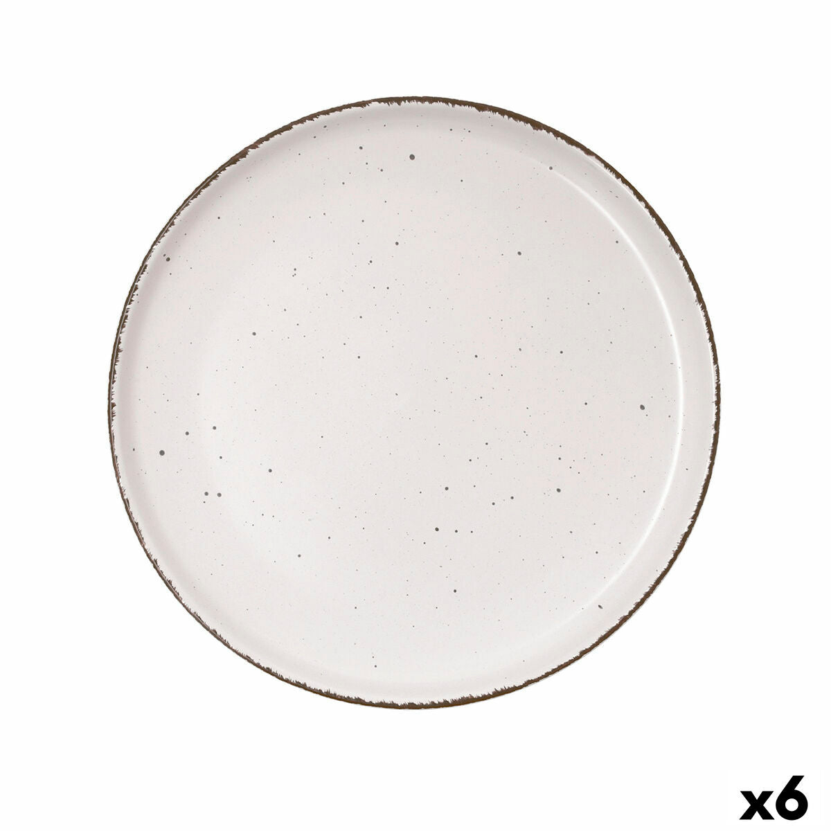 Ruokalautanen 26,5 cm keraaminen, beige, litteä, käsinmaalattu - 6 kpl