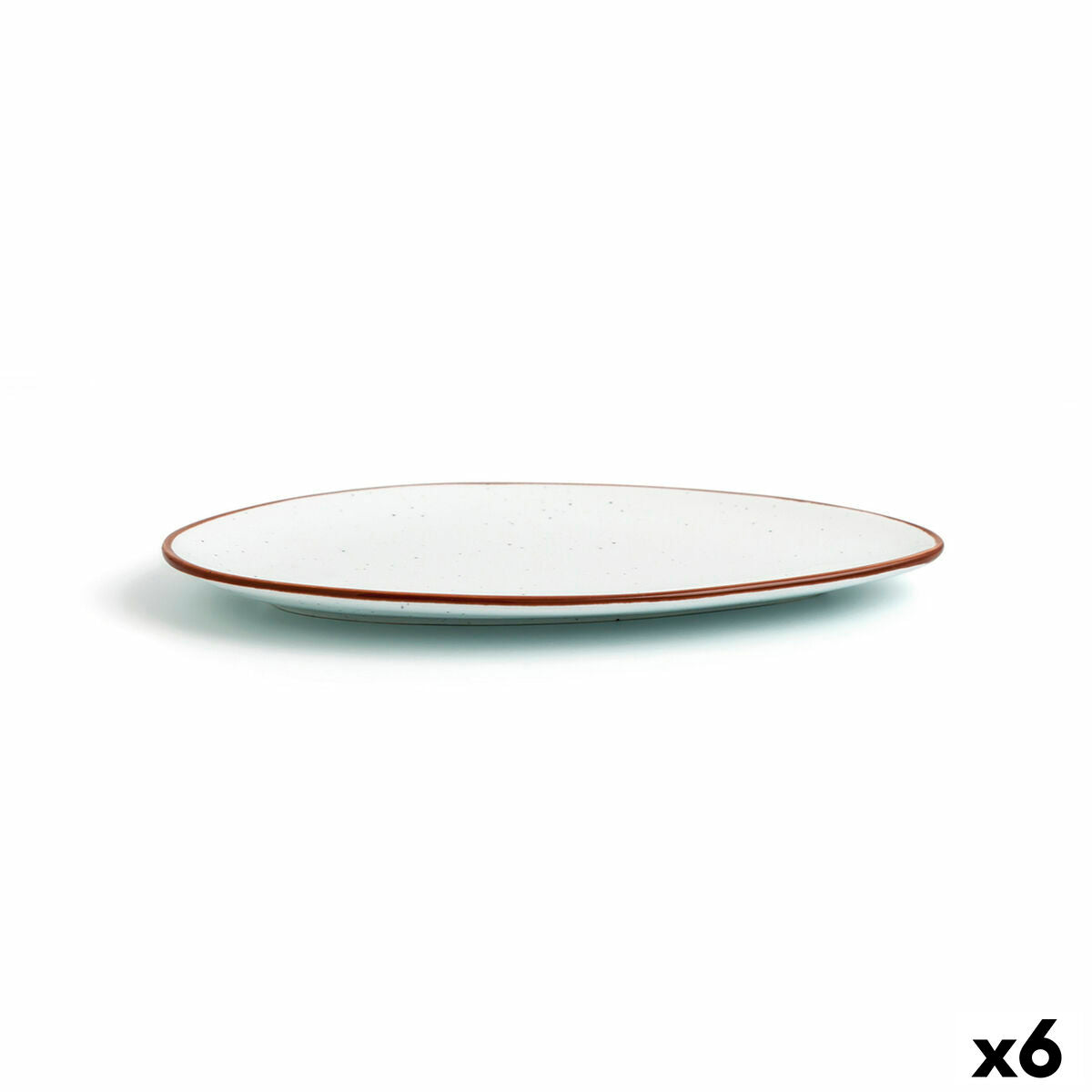 Ruokalautanen Ø 29 cm kolmikulmainen keramiikka, beige rustiikkireunus 6 kpl.