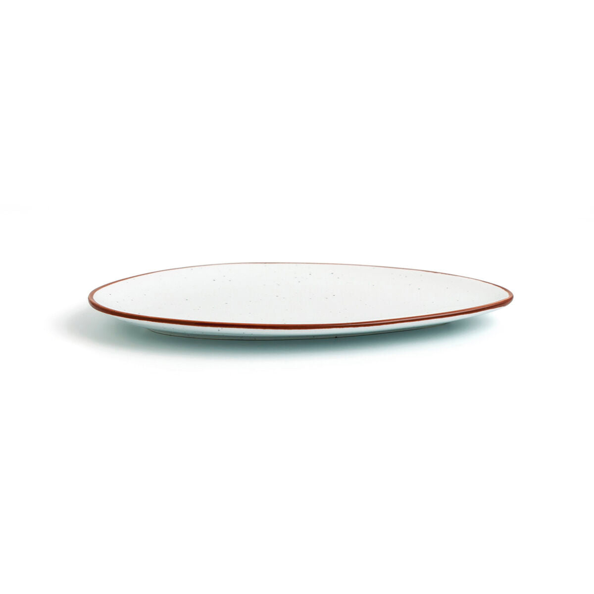 Ruokalautanen Ø 29 cm kolmikulmainen keramiikka, beige rustiikkireunus 6 kpl.
