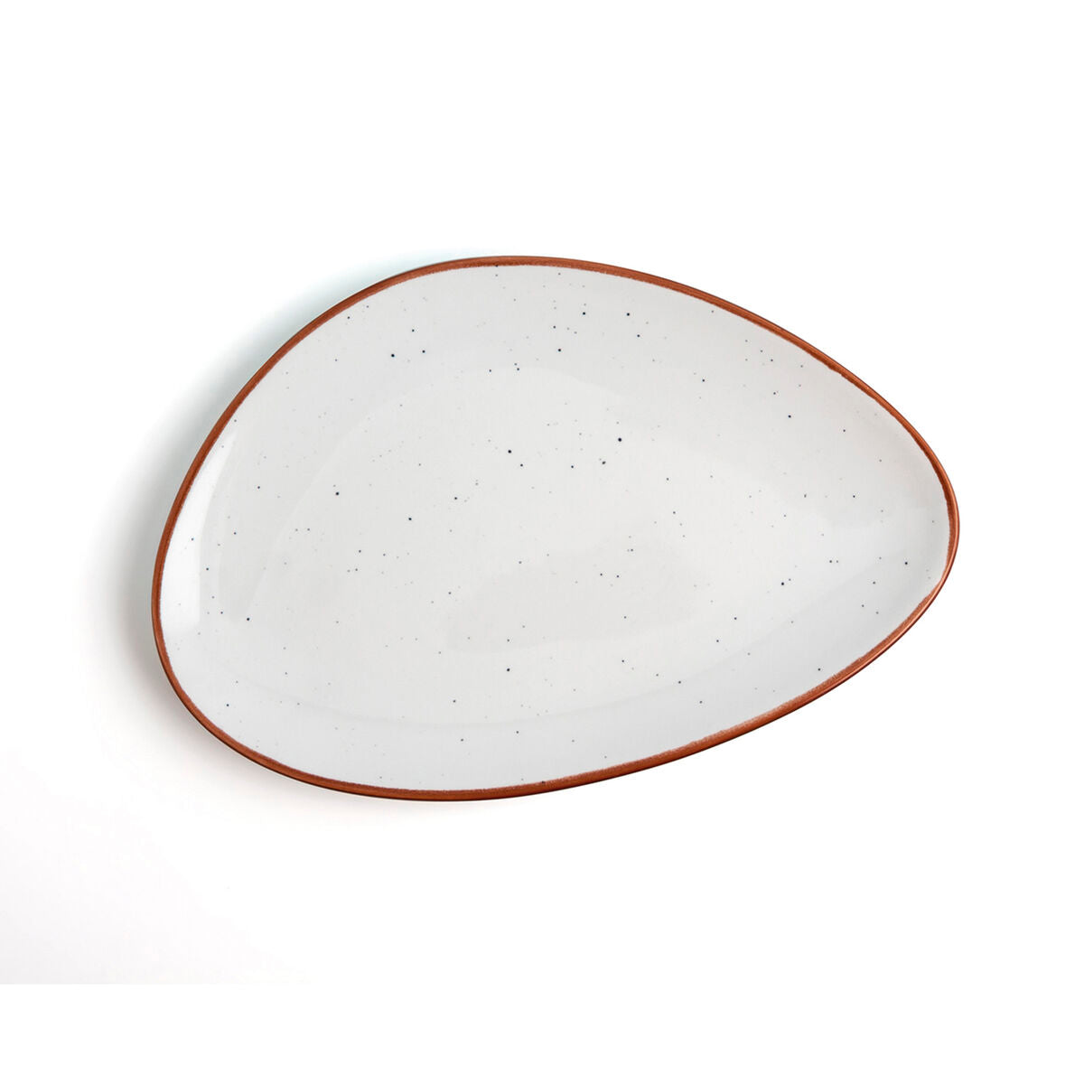 Ruokalautanen Ø 29 cm kolmikulmainen keramiikka, beige rustiikkireunus 6 kpl.