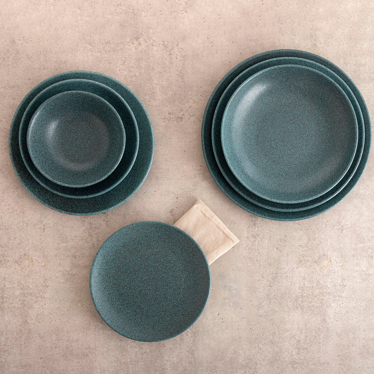 Ruokalautaset 25 cm, sininen keramiikka, 6 kpl - pinottavat & mikroaaltokestävät
