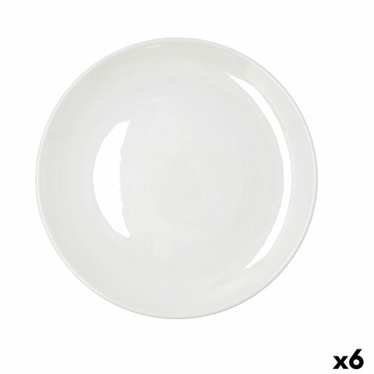 Ruokalautaset 27 cm, valkoinen keramiikka, pinottavat 6 kpl - tiskikone & mikro