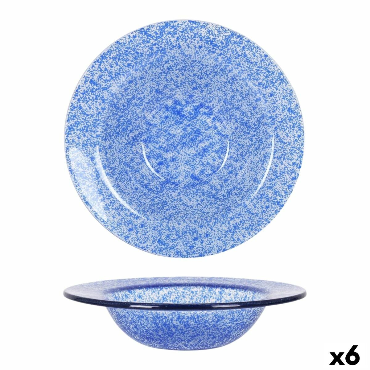 Syvä lautanen 17 cm 6 kpl, sininen roiskekuvio - keittiöön & tarjoiluun