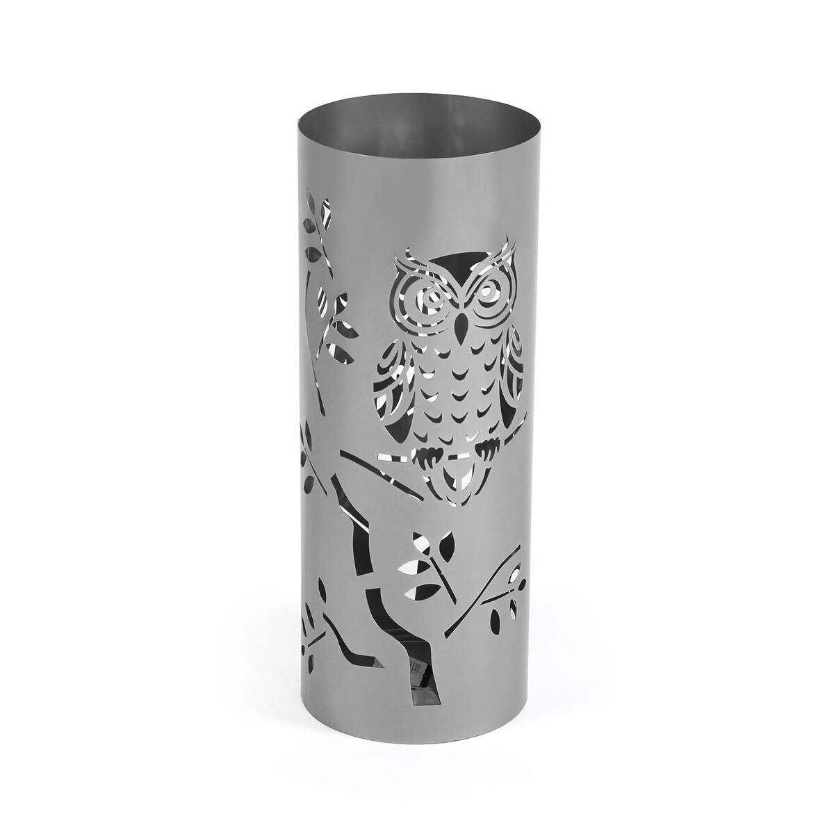 Sateenvarjoteline hopeinen pöllöperhe, metallinen eteiseen 19 x 49 x 19 cm