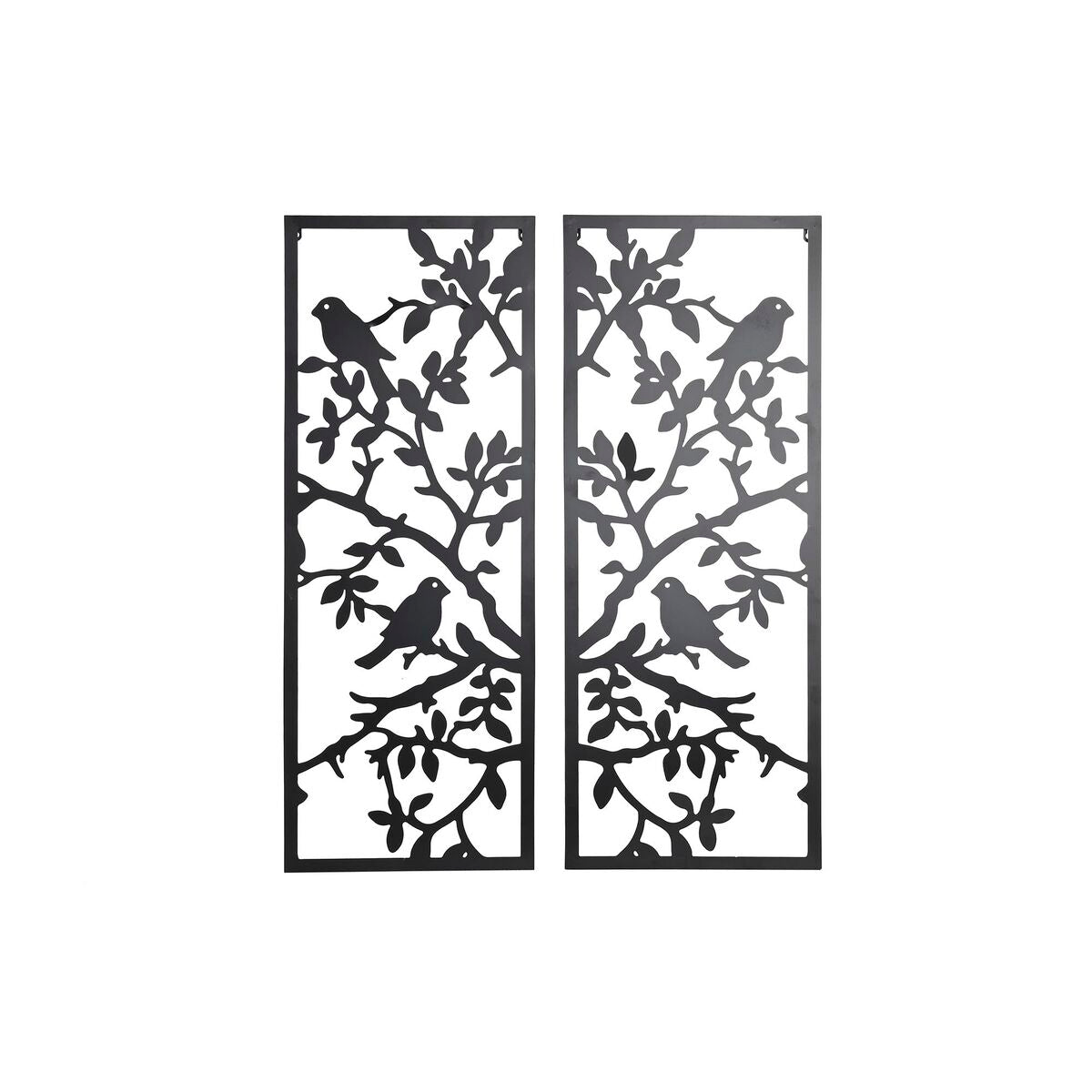 Seinäkoriste linnut, metallinen musta 2 kpl shabby chic 35 x 1,3 x 91 cm