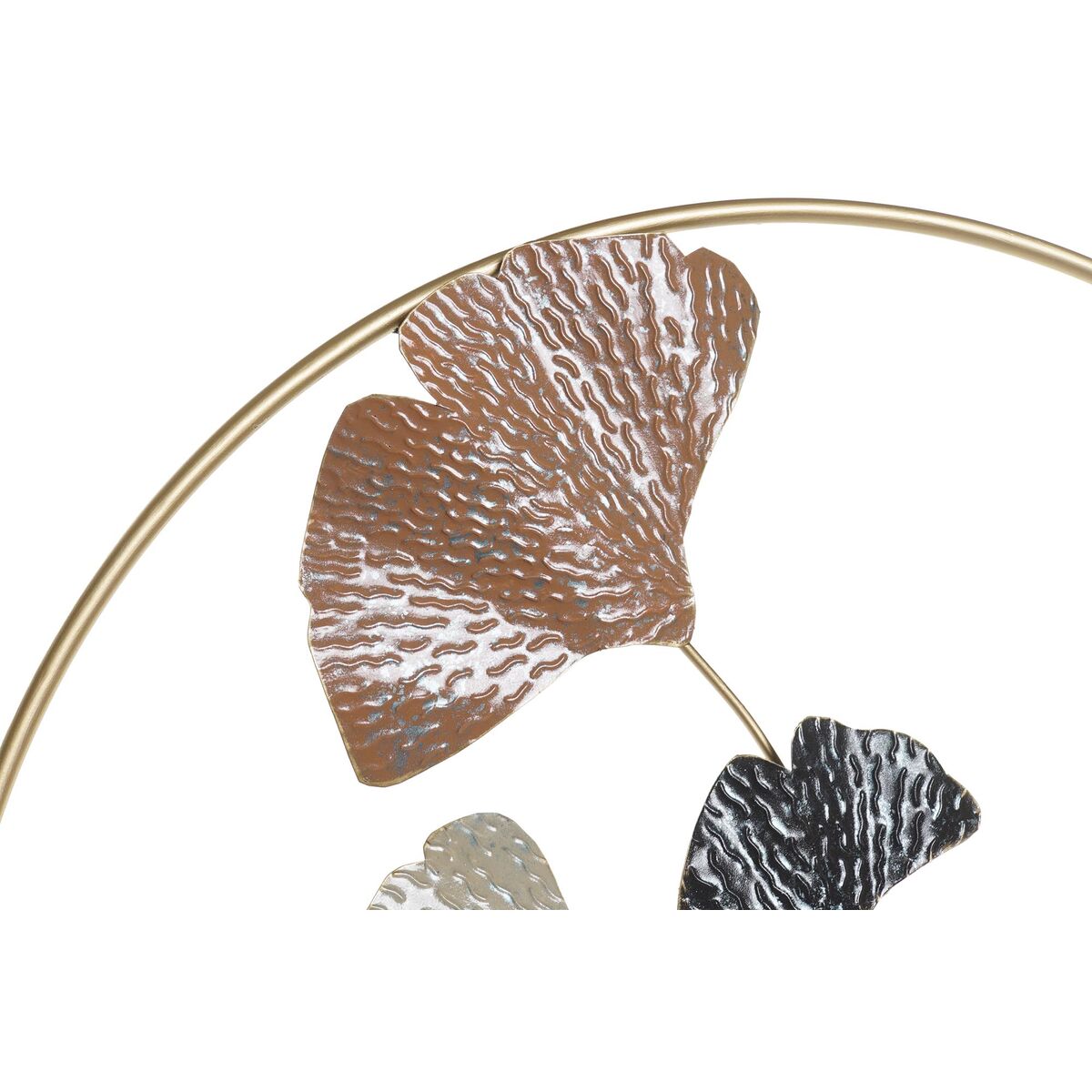 Seinäkoriste metallilehti, kultainen & terrakotta, pyöreä kehys 103,5×7×67 cm