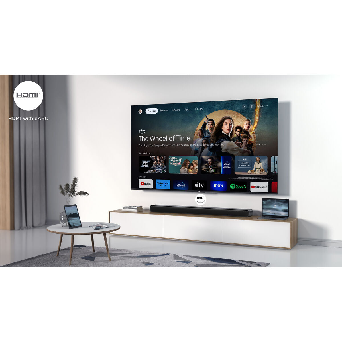 Soundbar 2.0 100 W Bluetooth eARC, Dolby Atmos TV:lle, HDMI 2.1, musta, 81 cm