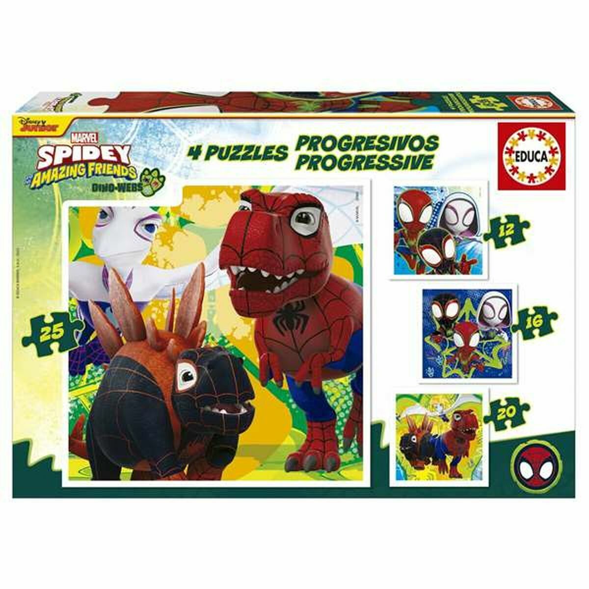 Spiderman palapeli 4 kpl setti, 12/16/20/25 palaa, 3+ vuotta lapsille