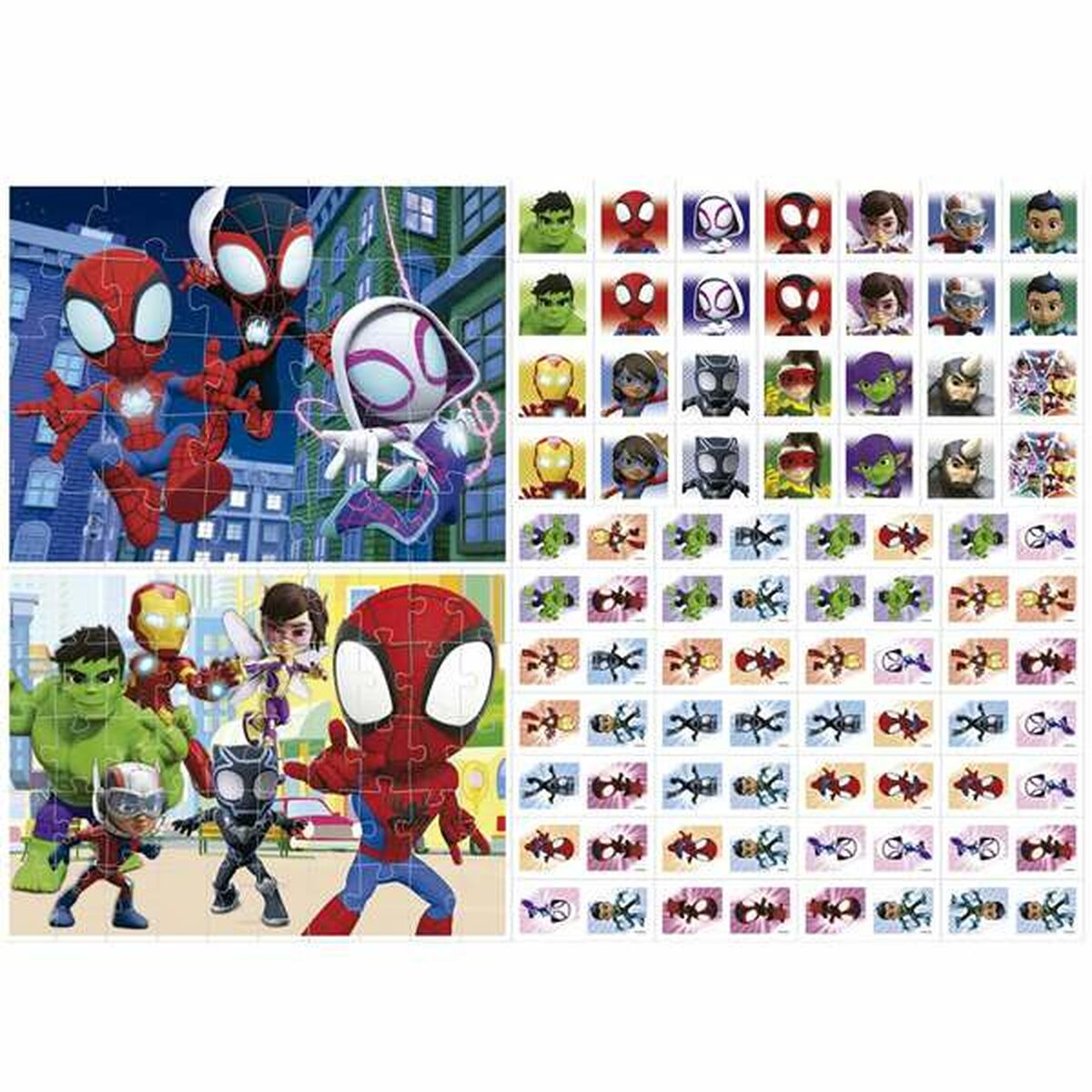 Spidey 4-in-1 pelipakkaus, 25 & 50 palapeli, domino ja muistipeli, lapsille 3+