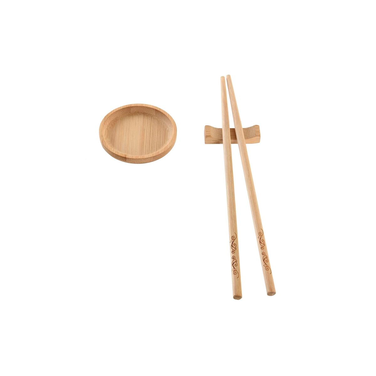 Sushisetti bambu 16-osainen, luonnollinen - tarjoilusetti sushille & dipille