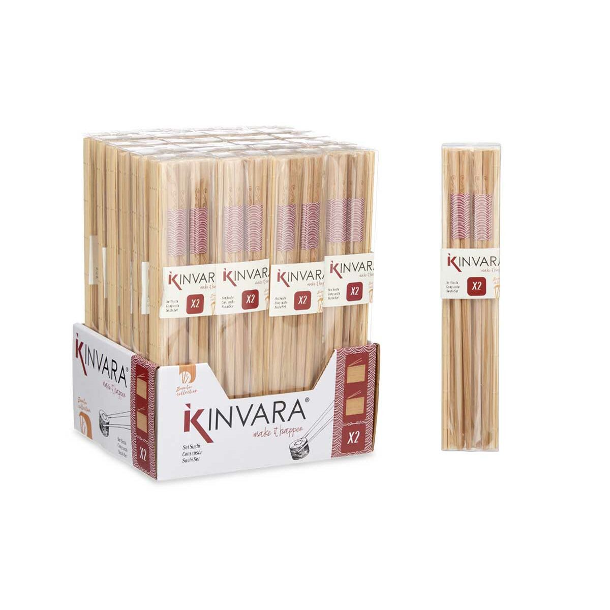 Sushisetti bambu 24 osaa, 2 sushimattoa & 4 paria puikkoja, kotikeittiöön