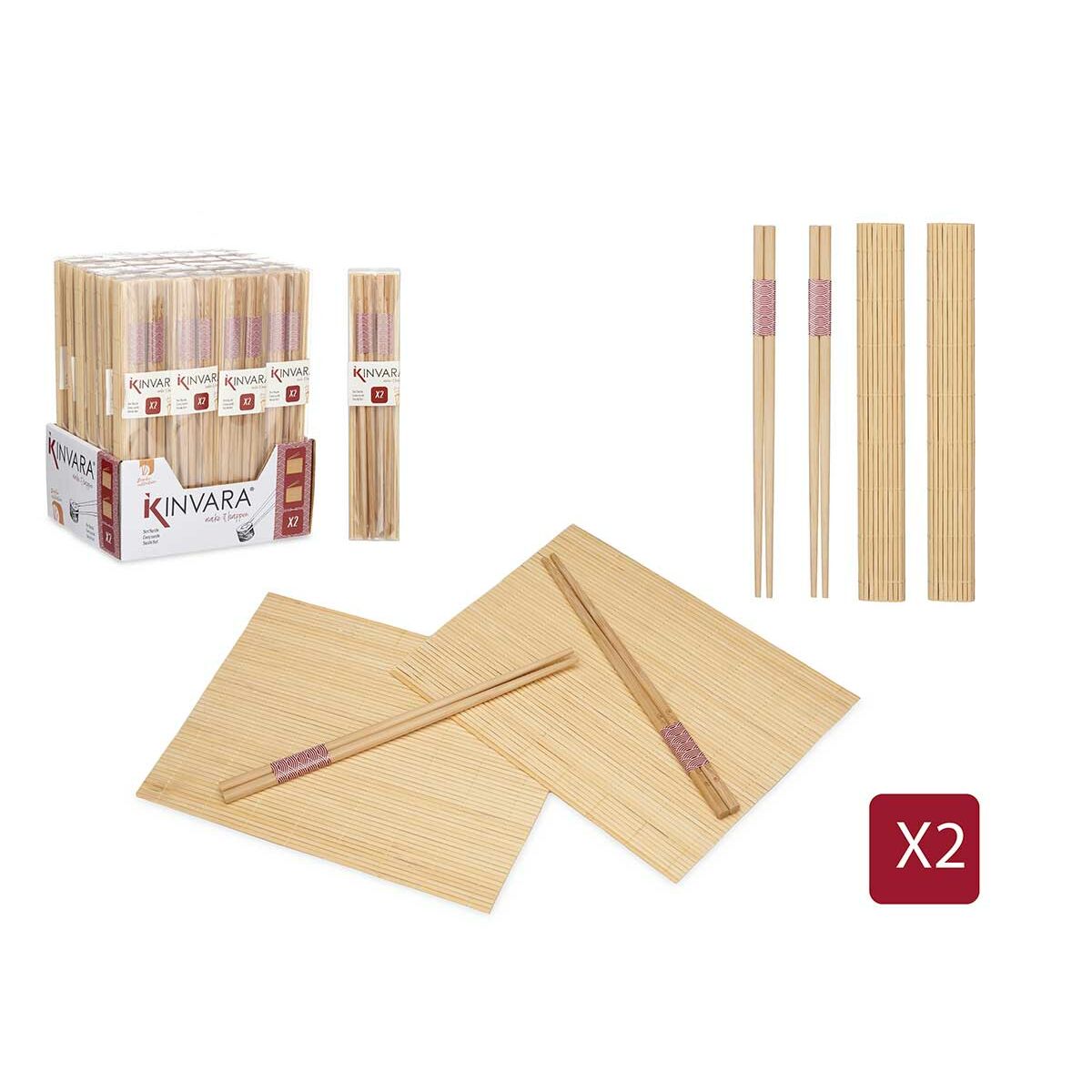 Sushisetti bambu 24 osaa, 2 sushimattoa & 4 paria puikkoja, kotikeittiöön