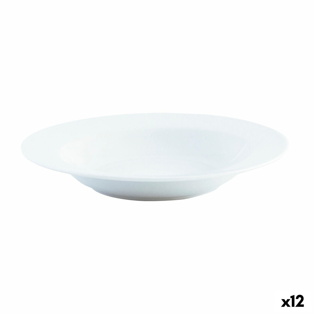 Syvä lautanen Ø 21,5 cm keraaminen valkoinen, 12 kpl setti, tiskikone & mikro