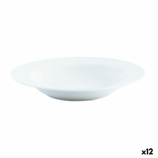 Syvä lautanen Ø 21,5 cm keraaminen valkoinen, 12 kpl setti, tiskikone & mikro