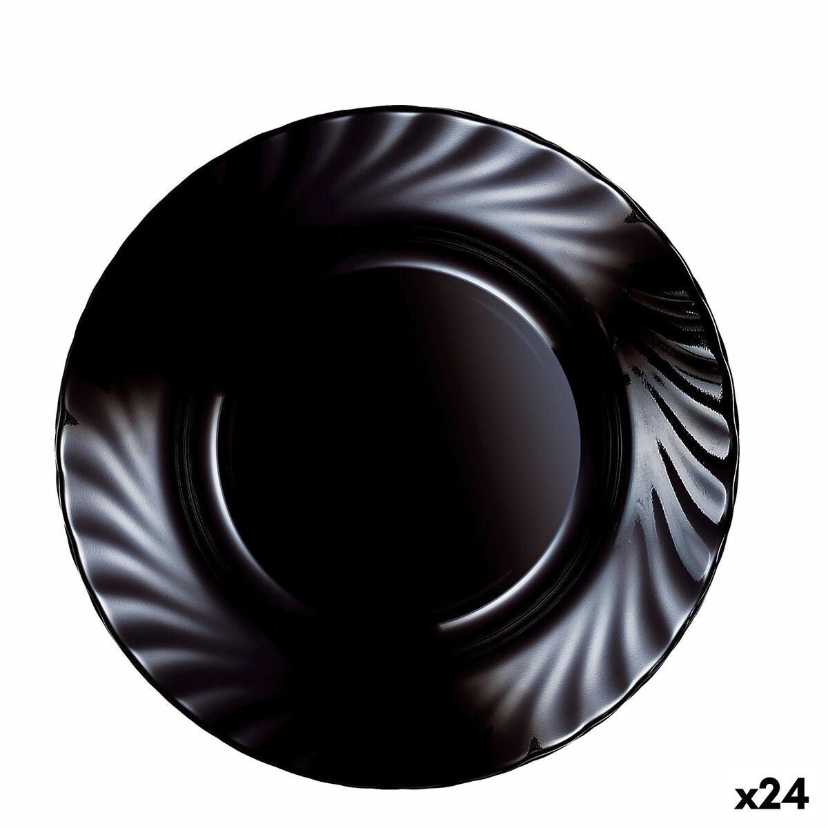 Syvä lautanen musta lasi ø 22,5 cm, 24 kpl - tiskikoneeseen sopiva keittiöön