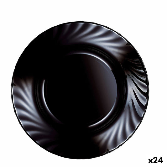 Syvä lautanen musta lasi ø 22,5 cm, 24 kpl - tiskikoneeseen sopiva keittiöön