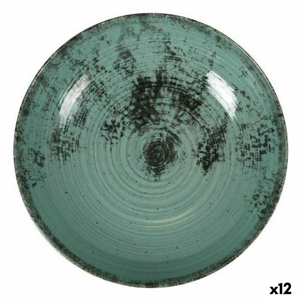 Syvä lautanen turkoosi Ø 22,7 x 5 cm, 12 kpl - rustiikkinen astiasarja ruokailuun