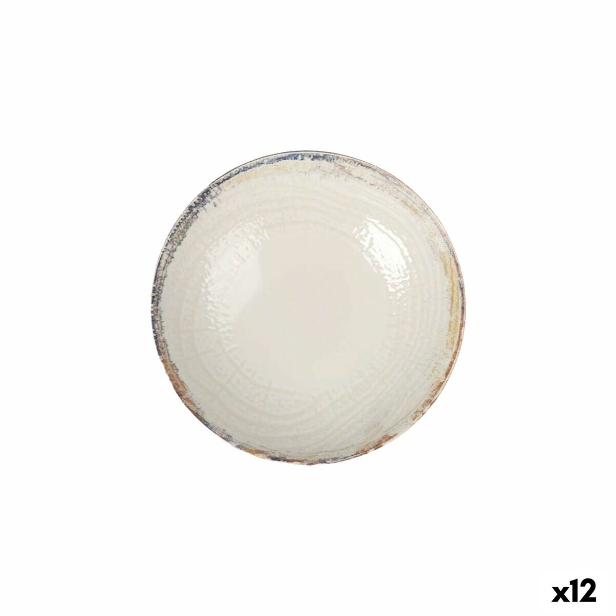 Syvät lautaset Ø 21 cm, 12 kpl - valkoinen rustiikkireunus, arkeen & juhlaan