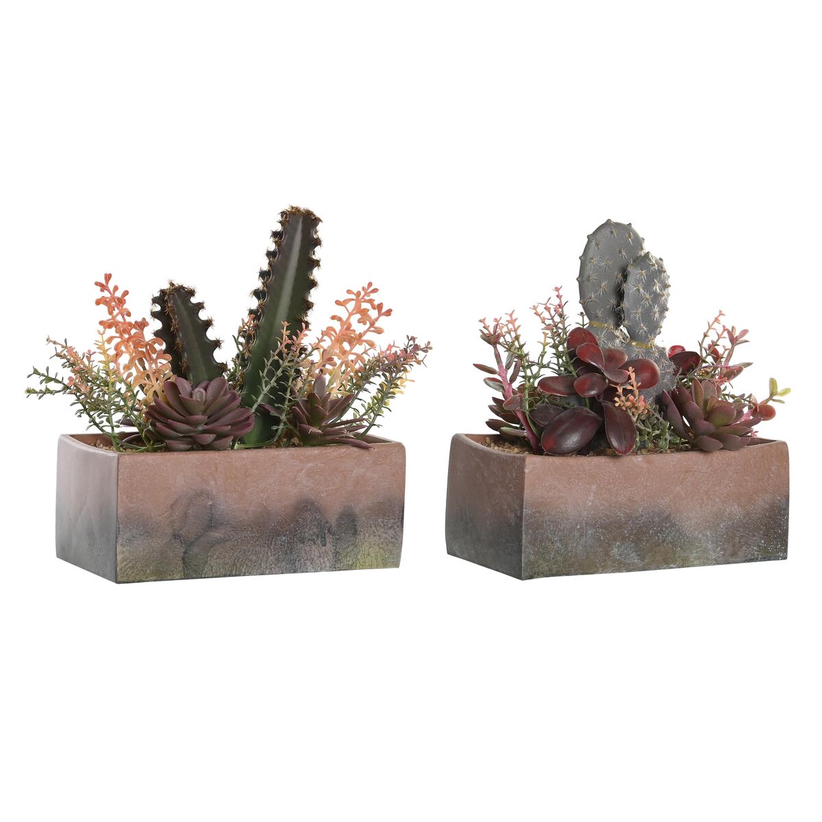 Tekokaktus 2 kpl, pinkki & oranssi 19 x 9 x 22 cm EVA-kumi - koristekasvi
