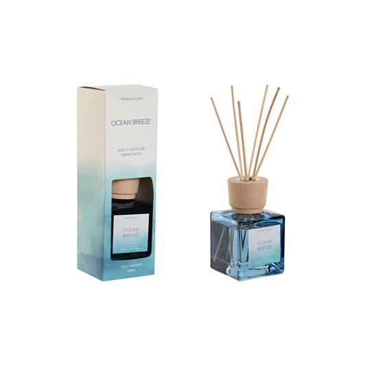 Tuoksudiffuuseri 100 ml Välimeren tuoksu, sininen lasipullo ja rattan-tikut