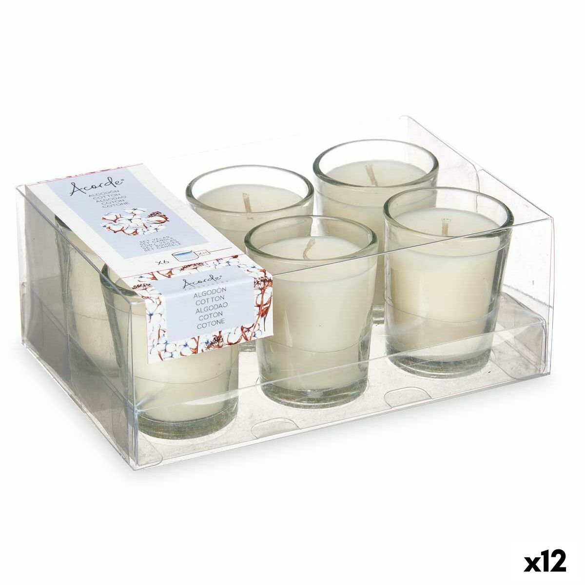 Tuoksukynttilä 12 kpl lasipurkissa cotton, valkoinen kotiin & lahjaksi 16 cm