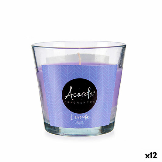 Tuoksukynttilä laventeli 120 g violetti lasipurkissa, 28 h paloaika, 12 kpl