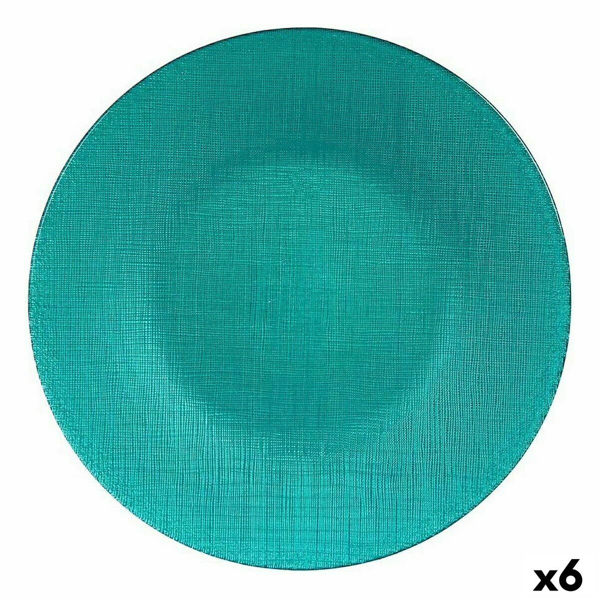 Litteä lautanen lasinen, turkoosi 27,5 cm - 6 kpl, ruokalautaset juhliin