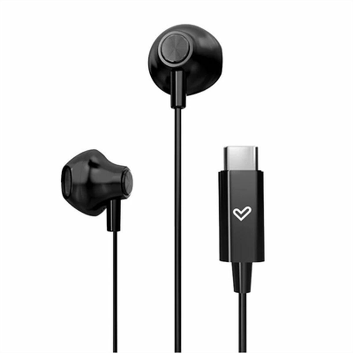 USB-C in-ear-kuulokkeet, mikrofoni, musta, 14 mm elementti, 120 cm kaapeli