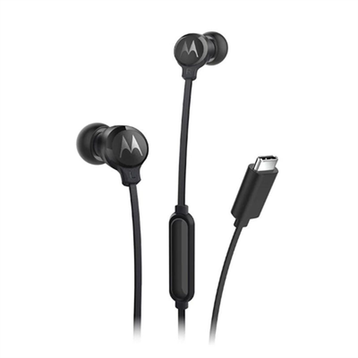 USB-C kuulokkeet in-ear, mikrofonilla, 1,2 m johto, musta, puheluihin Motorola