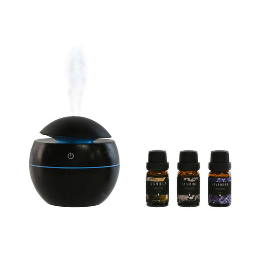 Eteerinen öljy diffuuseri USB - hajotin & kostutin 10 ml, 4 kpl, musta, kotiin
