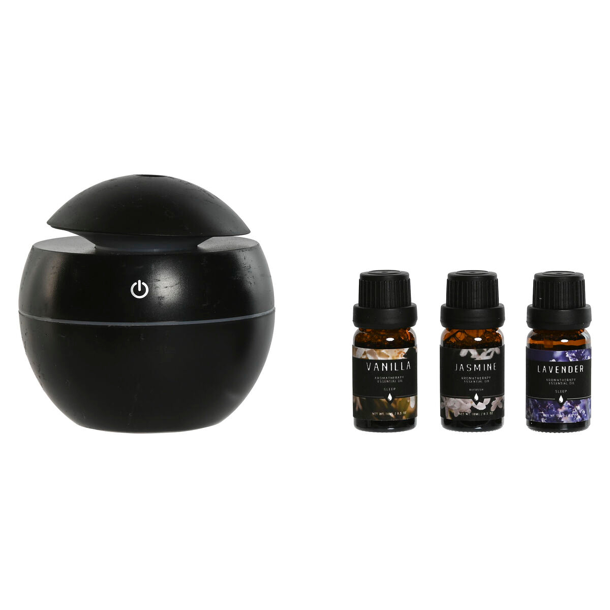 Eteerinen öljy diffuuseri USB - hajotin & kostutin 10 ml, 4 kpl, musta, kotiin