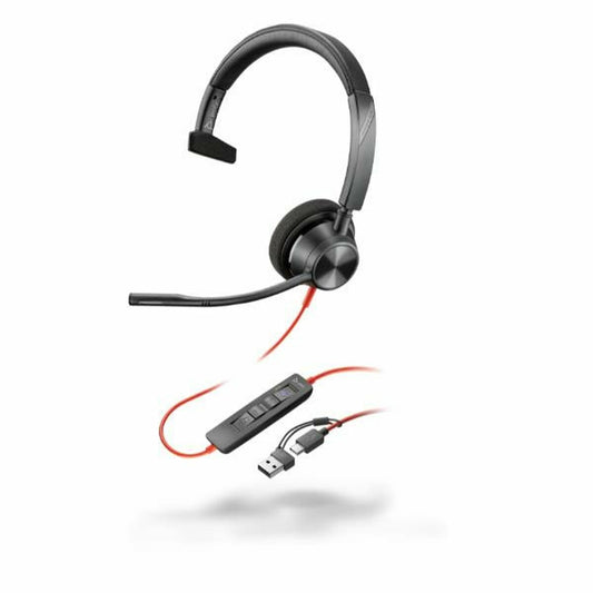 USB-kuuloke mikrofonilla, melunvaimennus, yksikuuloinen, musta, Windows & Mac