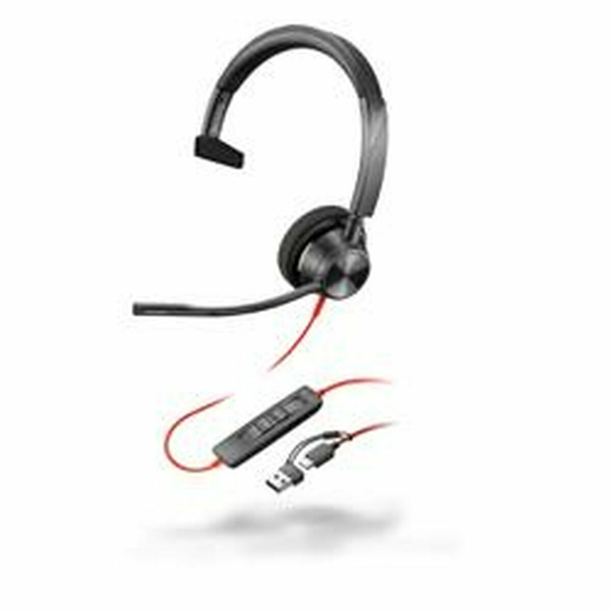 USB-kuuloke mikrofonilla, melunvaimennus, yksikuuloinen, musta, Windows & Mac