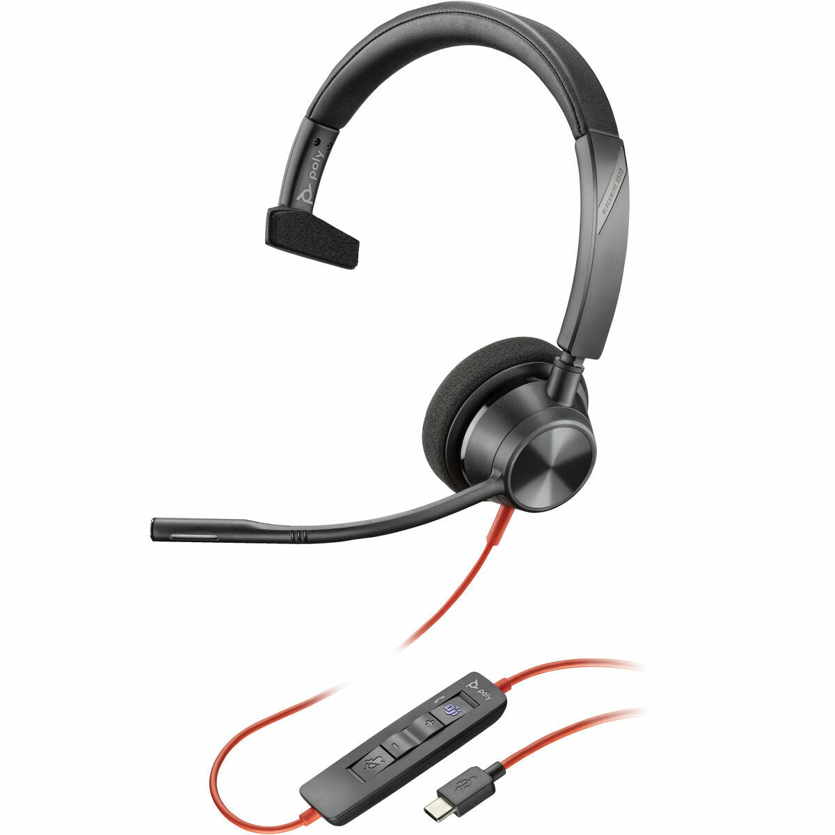 USB-kuuloke mikrofonilla, melunvaimennus, yksikuuloinen, musta, Windows & Mac