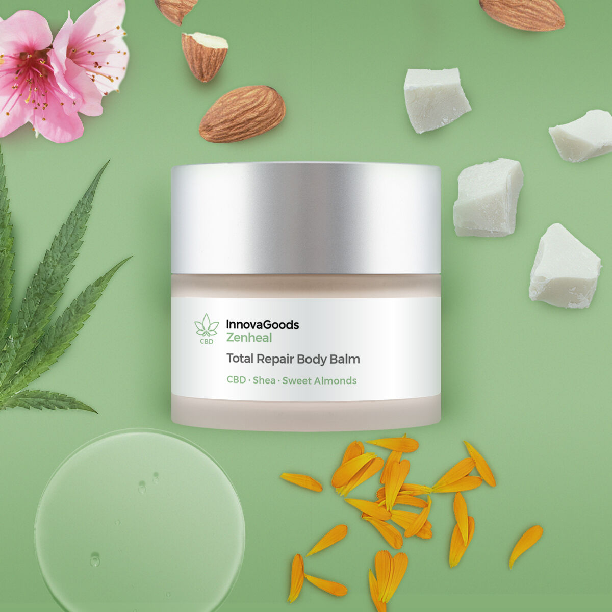 CBD vartalovoide korjaava & rauhoittava 50 ml, shea & manteli, herkälle iholle – tatuointien jälkihoito CBD-voide – kuva 5