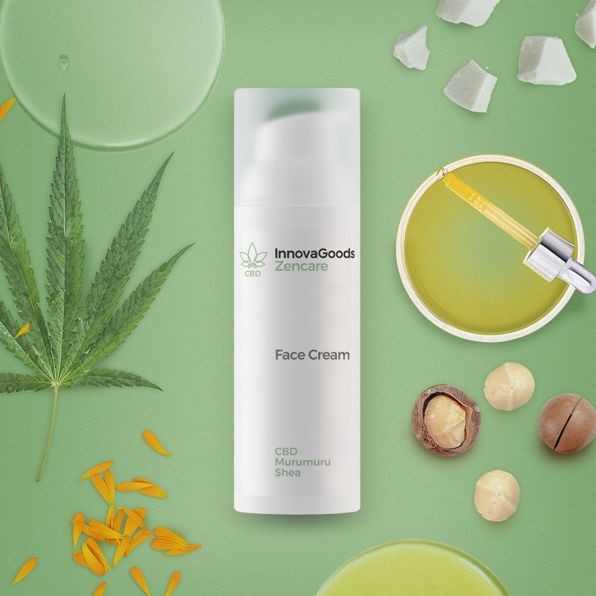 Kosteuttava kasvovoide CBD 50 ml, herkälle & kuivalle iholle, vegaaninen – rauhoittava luonnolliset ainesosat – kuva 5
