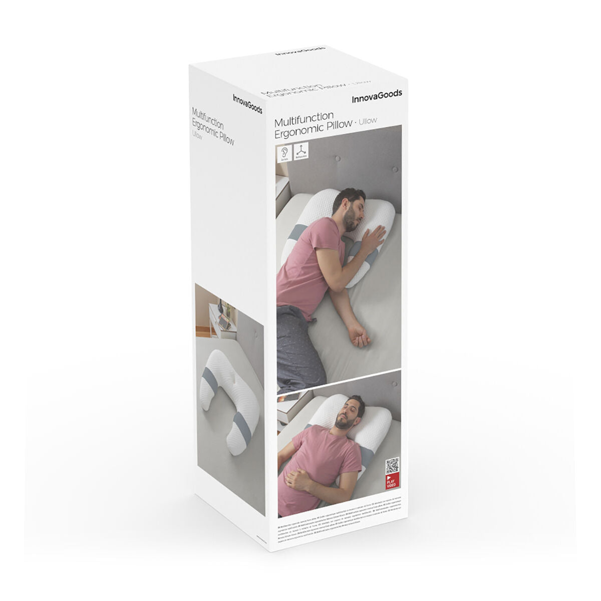 Ergonominen U-tyyny memory foam, kylkinukkujille & selälle, pestävä päällinen – niskatuki lukunurkkaustyyny – kuva 2