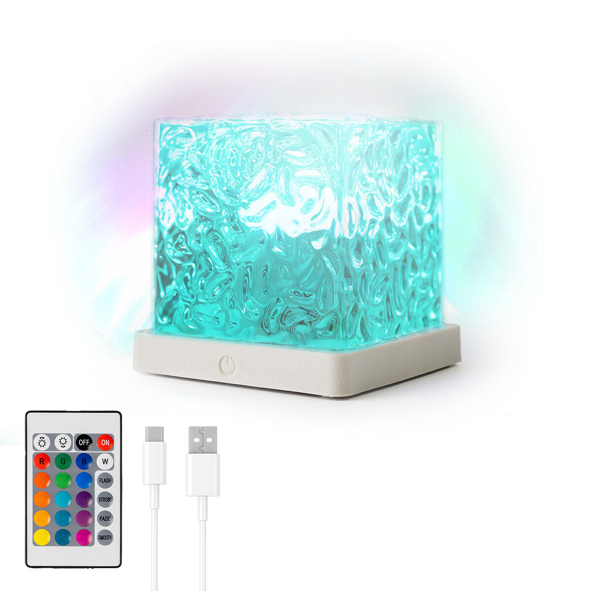 Revontuliprojektori kuutio, ladattava RGB, kaukosäädin & USB-C, makuuhuoneeseen – tunnelmavalo USB-C lataus – kuva 6