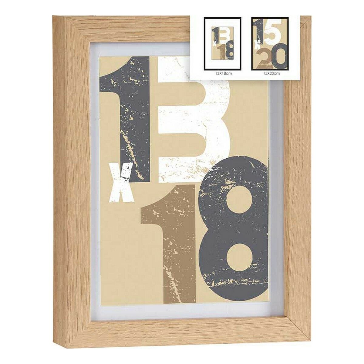 Valokuvakehys 13 x 18 cm luonnonväri, lasi & MDF - 6 kpl seinälle/pöydälle