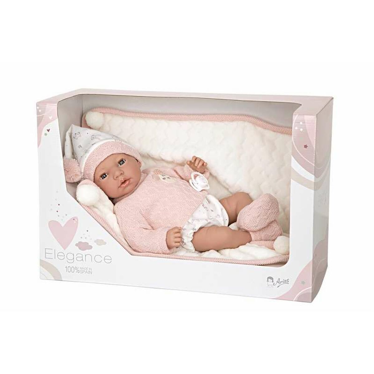 Vauvanukke 40 cm realistinen pehmonukke lapsille 3+ vaatteilla Arias Elegance