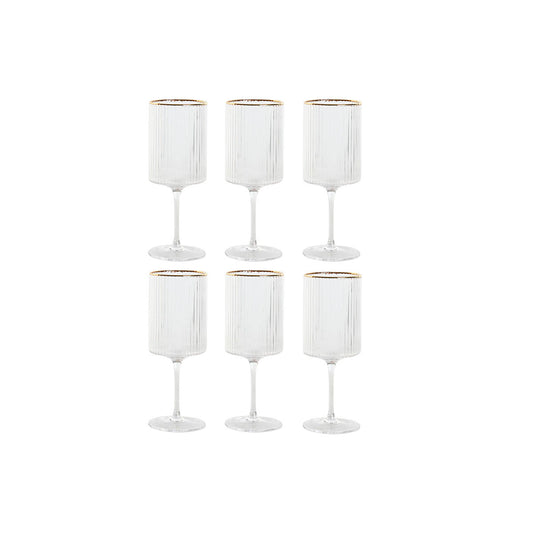 Viinilasit 6 kpl 400 ml, kristallia kultareunuksella, läpinäkyvät jalalliset